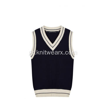 Boy&#39;s Knitted Contrast Edge V-Neck School Vest